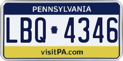 PA license plate LBQ4346