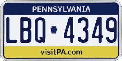 PA license plate LBQ4349