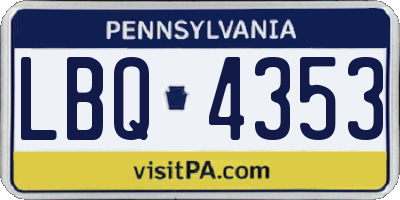 PA license plate LBQ4353