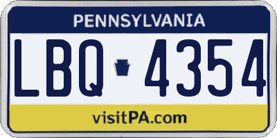 PA license plate LBQ4354