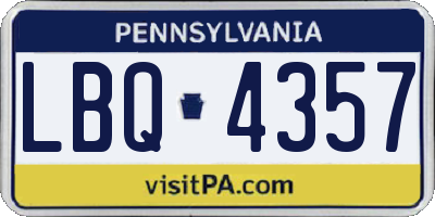 PA license plate LBQ4357