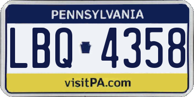 PA license plate LBQ4358