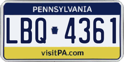 PA license plate LBQ4361