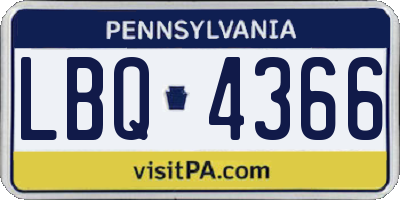 PA license plate LBQ4366