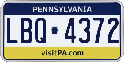 PA license plate LBQ4372