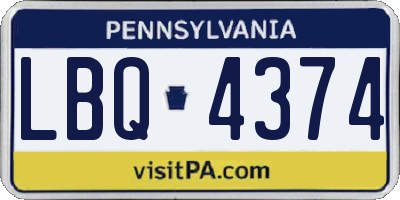 PA license plate LBQ4374