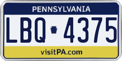 PA license plate LBQ4375