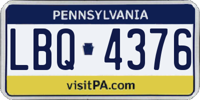 PA license plate LBQ4376