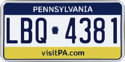 PA license plate LBQ4381