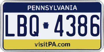 PA license plate LBQ4386
