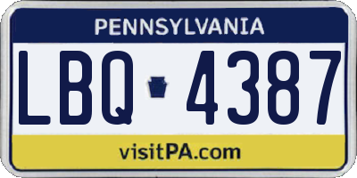 PA license plate LBQ4387