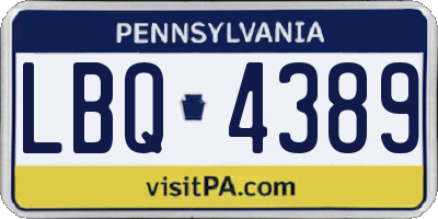 PA license plate LBQ4389