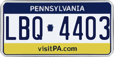 PA license plate LBQ4403