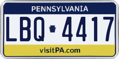 PA license plate LBQ4417