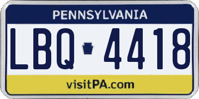 PA license plate LBQ4418