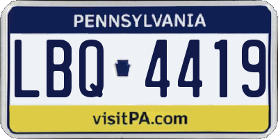 PA license plate LBQ4419
