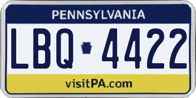 PA license plate LBQ4422