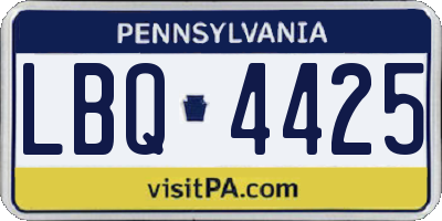 PA license plate LBQ4425