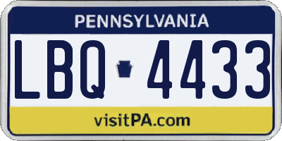 PA license plate LBQ4433