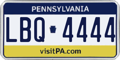 PA license plate LBQ4444