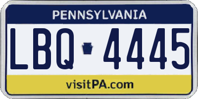 PA license plate LBQ4445