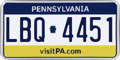 PA license plate LBQ4451