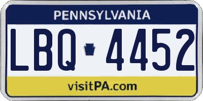 PA license plate LBQ4452
