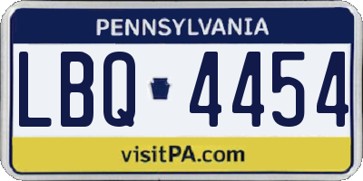 PA license plate LBQ4454