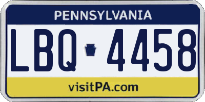 PA license plate LBQ4458