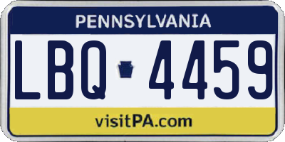 PA license plate LBQ4459