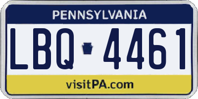 PA license plate LBQ4461