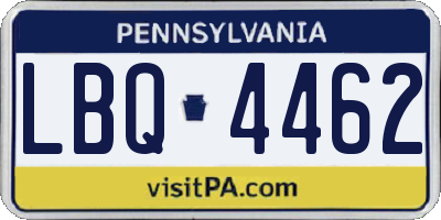 PA license plate LBQ4462