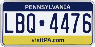 PA license plate LBQ4476