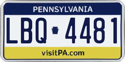 PA license plate LBQ4481