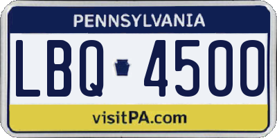PA license plate LBQ4500