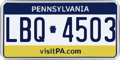 PA license plate LBQ4503