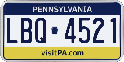 PA license plate LBQ4521
