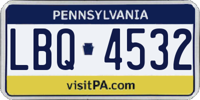 PA license plate LBQ4532