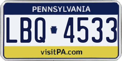 PA license plate LBQ4533
