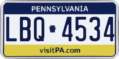 PA license plate LBQ4534