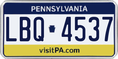 PA license plate LBQ4537