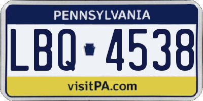 PA license plate LBQ4538