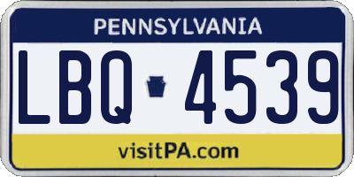 PA license plate LBQ4539