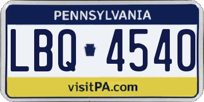PA license plate LBQ4540