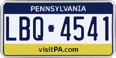 PA license plate LBQ4541