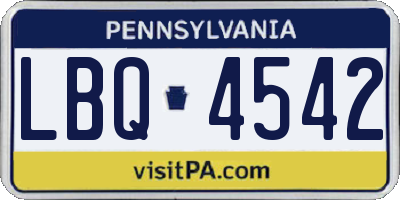 PA license plate LBQ4542