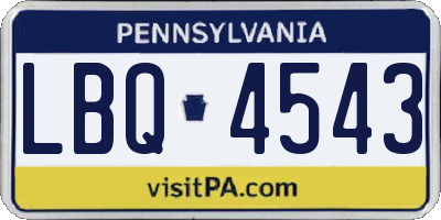 PA license plate LBQ4543