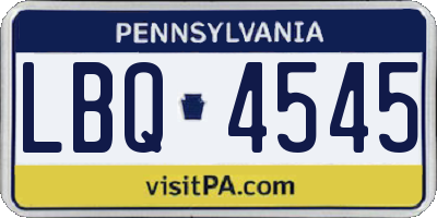 PA license plate LBQ4545