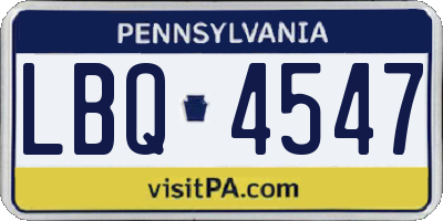 PA license plate LBQ4547