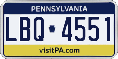 PA license plate LBQ4551